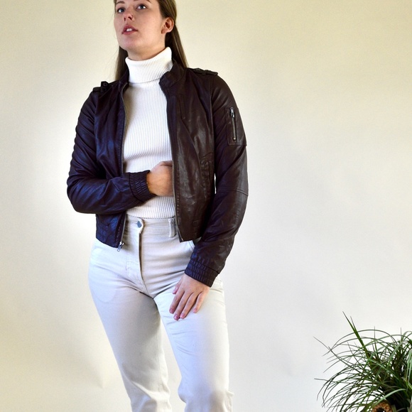 brown pleather jacket - Picture 3 of 4